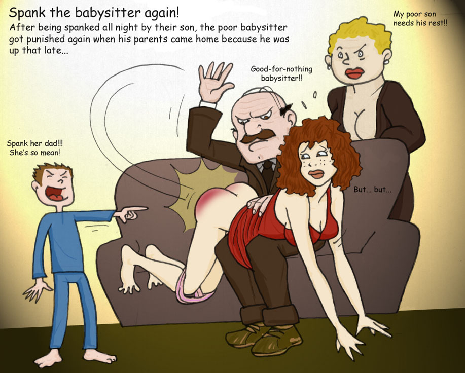 babysitter spanked by kid's father.